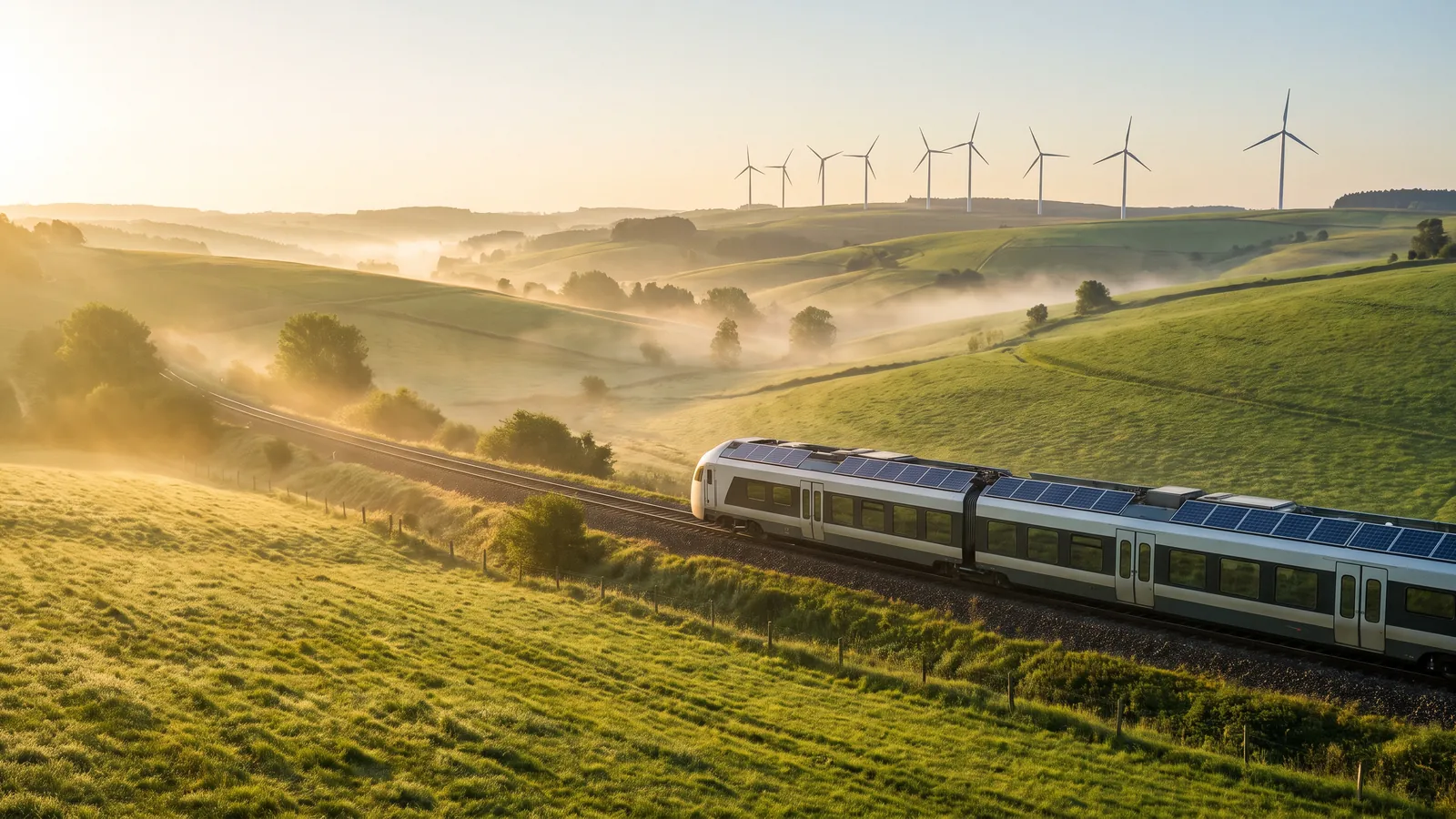 Zugreise durch eine grüne Berglandschaft